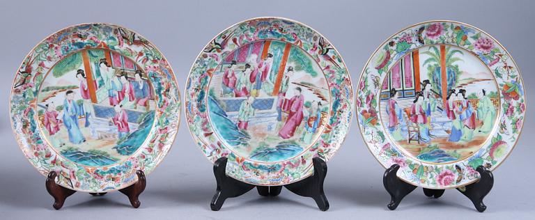 TALLRIKAR, 6 st, porslin, Kanton, Kina, 1800/1900-tal.