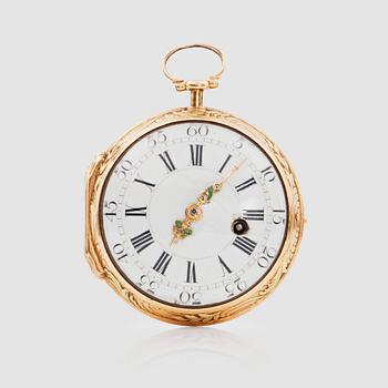 1065. POCKETWATCH, gold, Louis XV, Augustin Bourdillon, Stockholm, ca 1760.