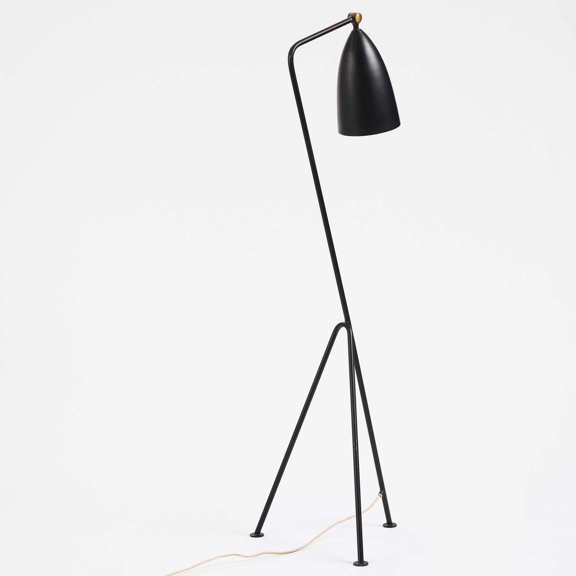Greta Magnusson Grossman, a black lacquered 'G-33' / Grasshopper floor light, Bergboms, Malmö, Sweden 1950s.