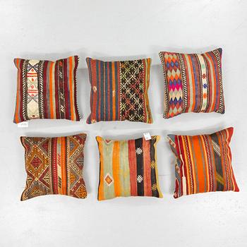 Six kilim cushions,  60 x 60 cm.