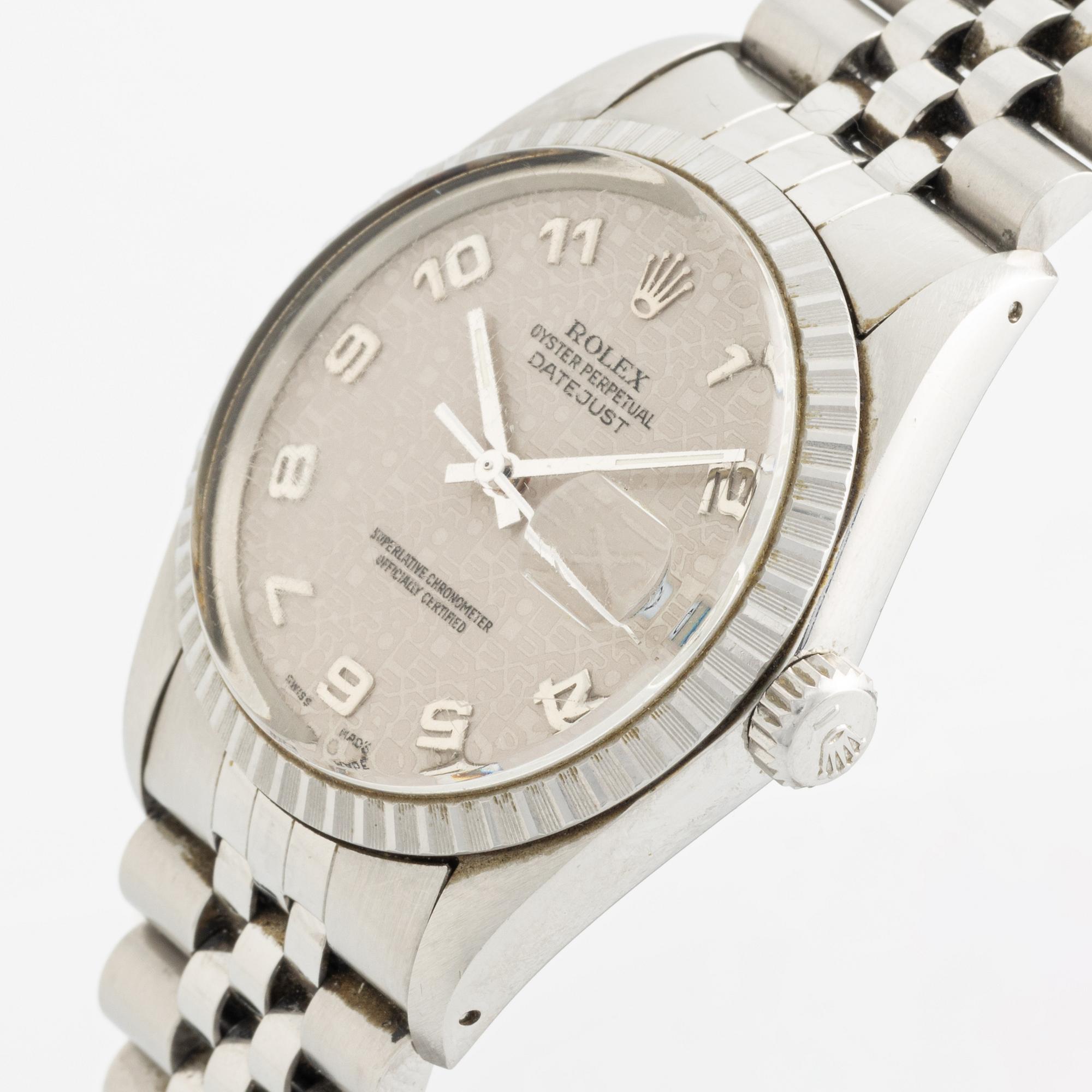 Rolex, Oyster Perpetual, Datejust, "Cream Jubilee Dial", Chronometer, armbandsur, 36 mm.