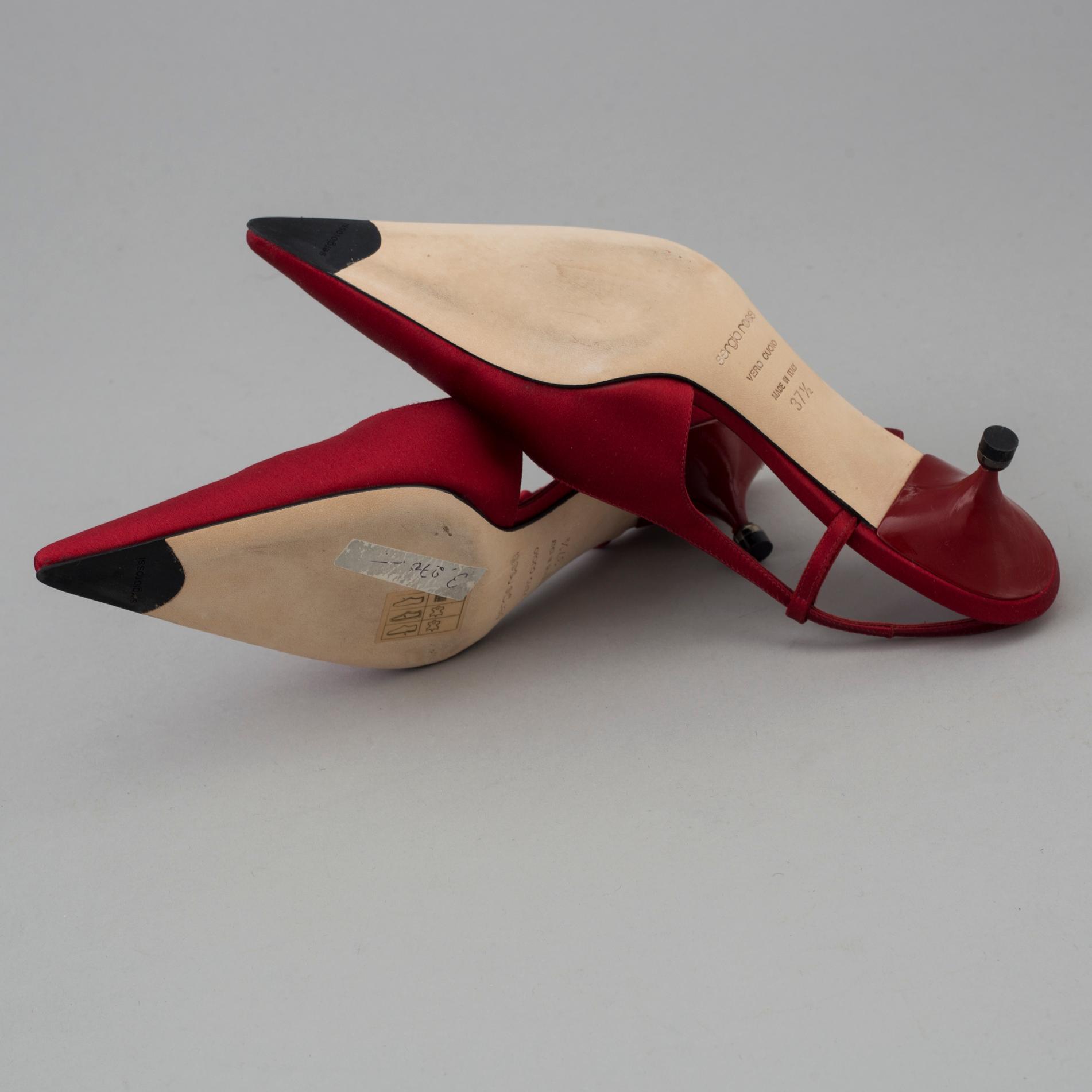 Red silk slingbacks by Sergio Rossi.