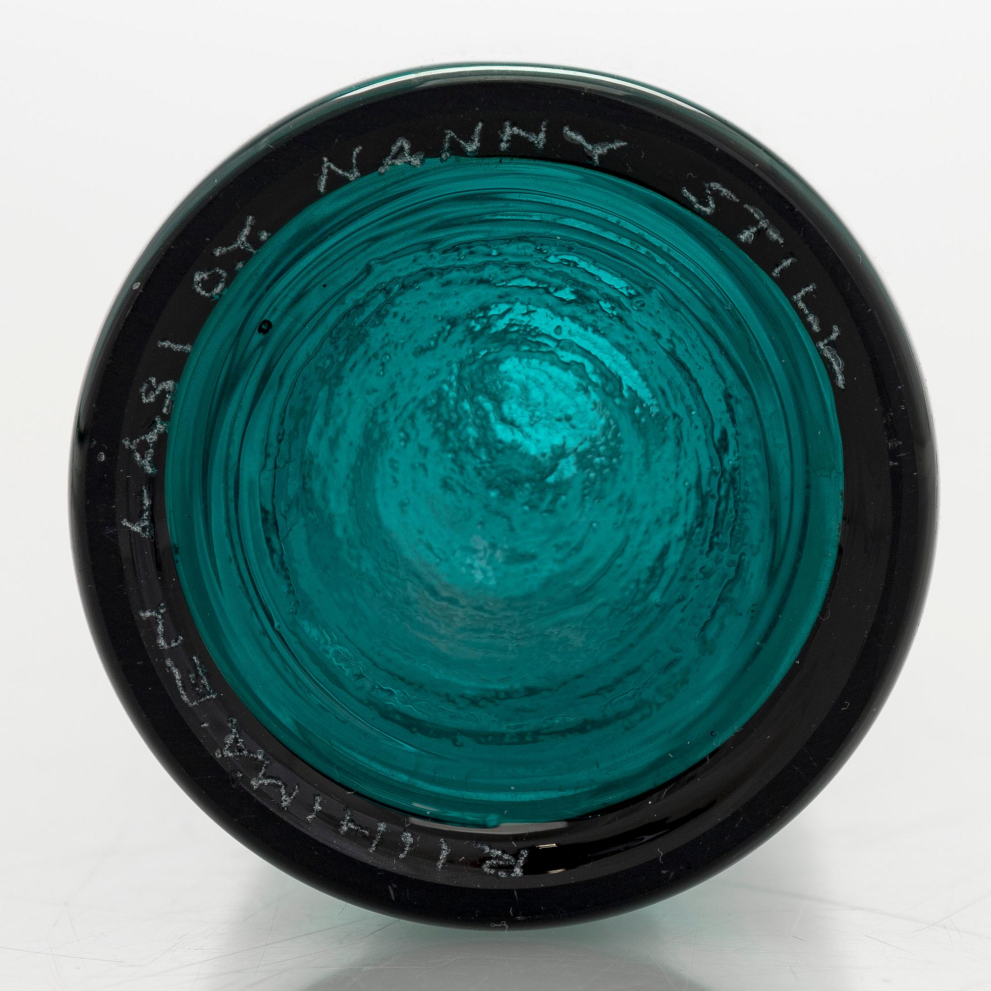 Nanny Still, a model '1734' glass bottle, signed Nanny Still Riihimäen Lasi O.Y.