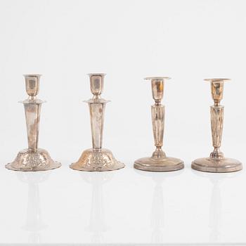 Two paird of silver candel sticks, GAB, 1951 and C.G.Hallberg, 1956, Sweden.