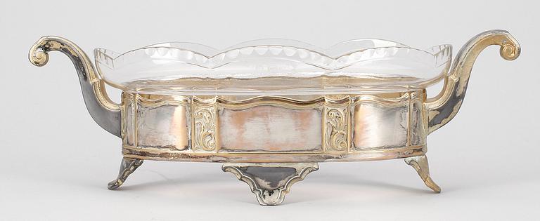 JARDINJÄR, argent haché och glas, Danmark, 1900-talets första del.
