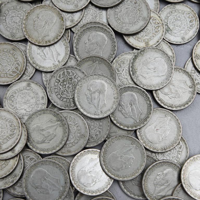 MYNT, enkronor, Gustaf V, 1949/50. Vikt ca 2200 gram.