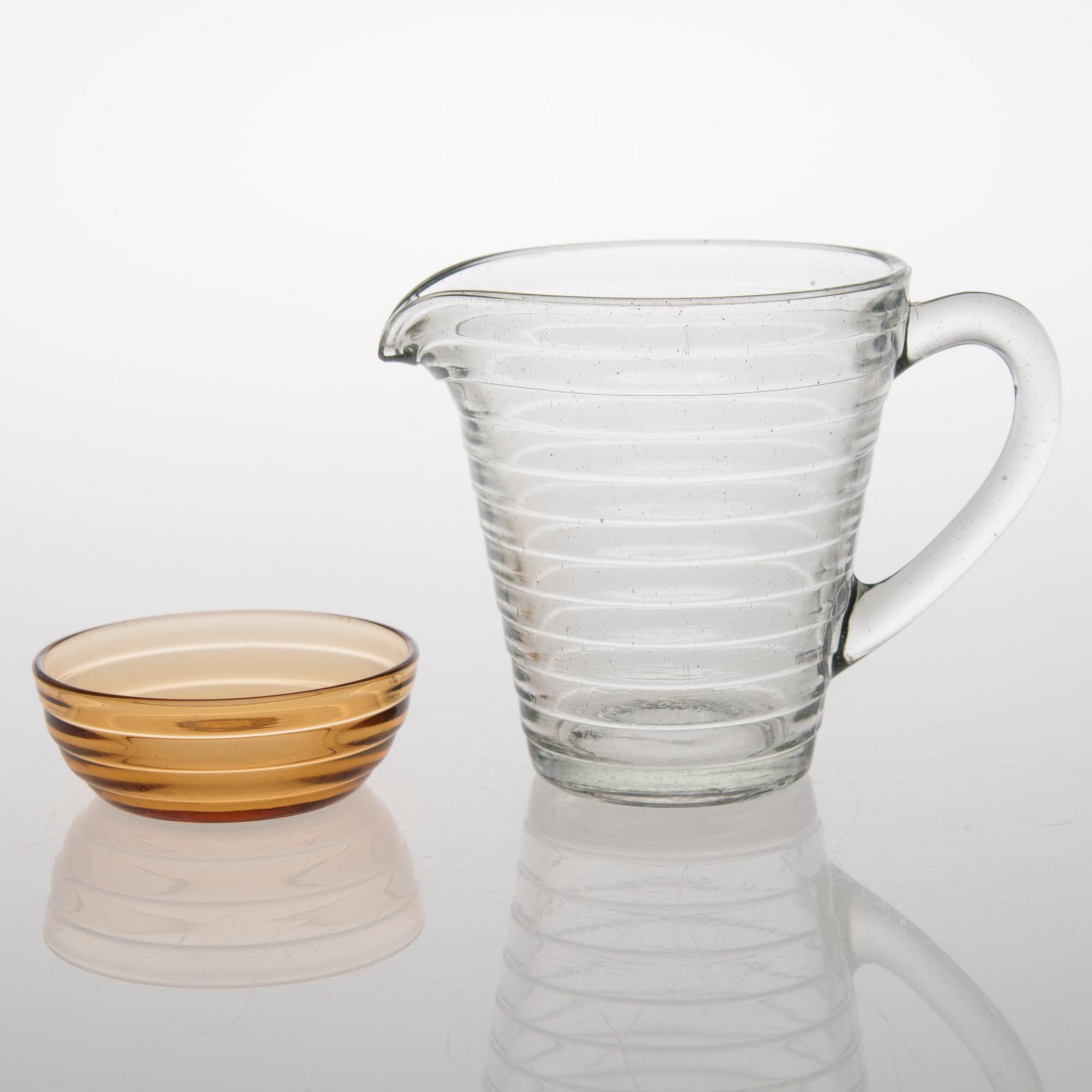 Pitcher, glasses, 8 pcs, plates 12 pcs and a bowl, 'Bölgeblick', Mid-20th Century .