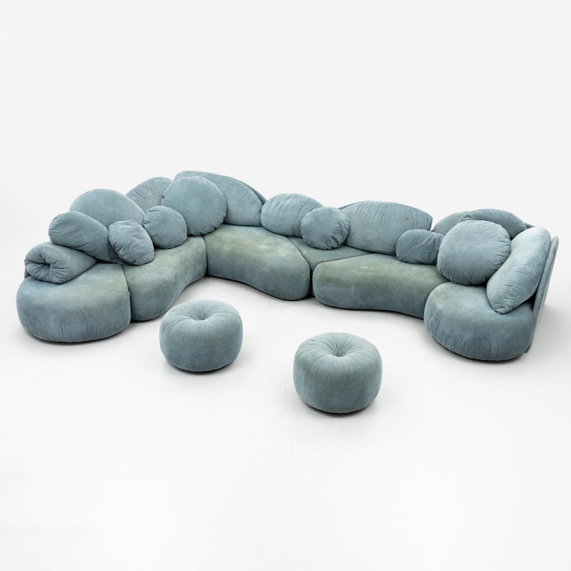 Hans Hopfer, a "Croissant" modular sofa model WK 510, Neue Wiener Werkstätte, 1980s.