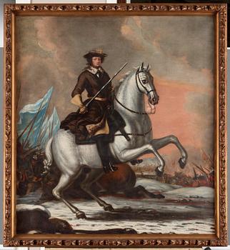 David Klöcker Ehrenstrahl Hans ateljé, Konung Karl XI (1655-1697) på hästen Brilliant i slaget vid Lund 1676.