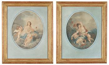 OKÄND KONSTNÄR, färggravyrer, ett par, 1800-talets början.