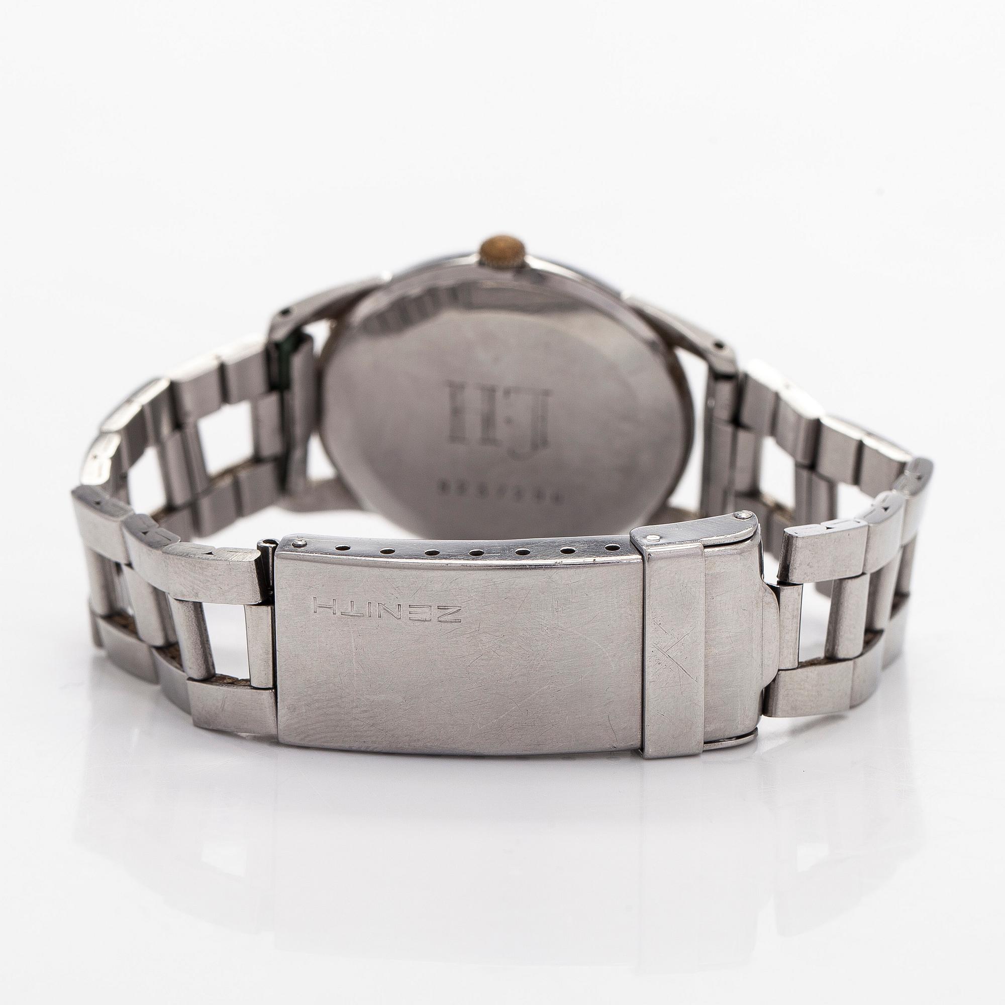 Zenith, Pilot, rannekello, 34 mm, teräs, manuaalinen, pleksilasi, 1950-luku.