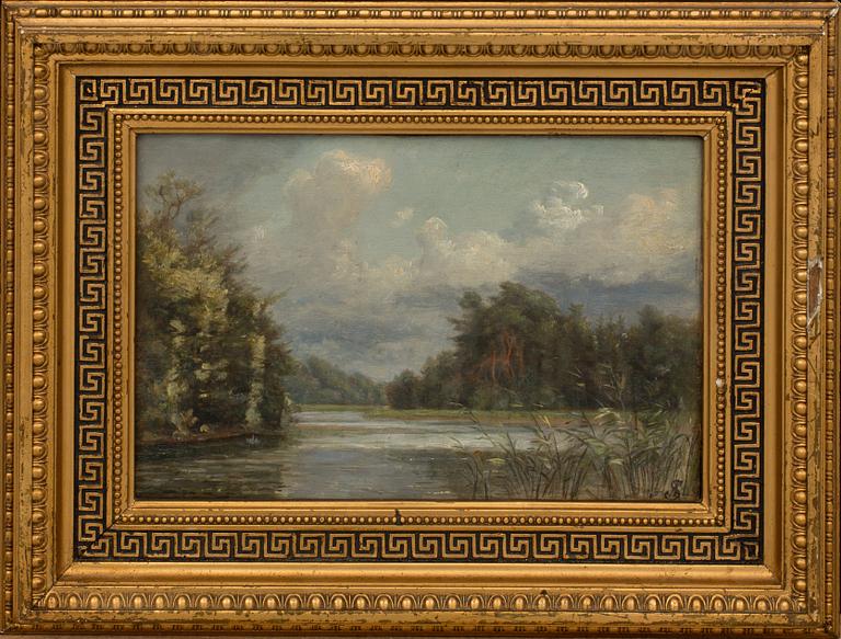 OKÄNDA KONSTNÄR, olja på pannå. Monogramsignerad.