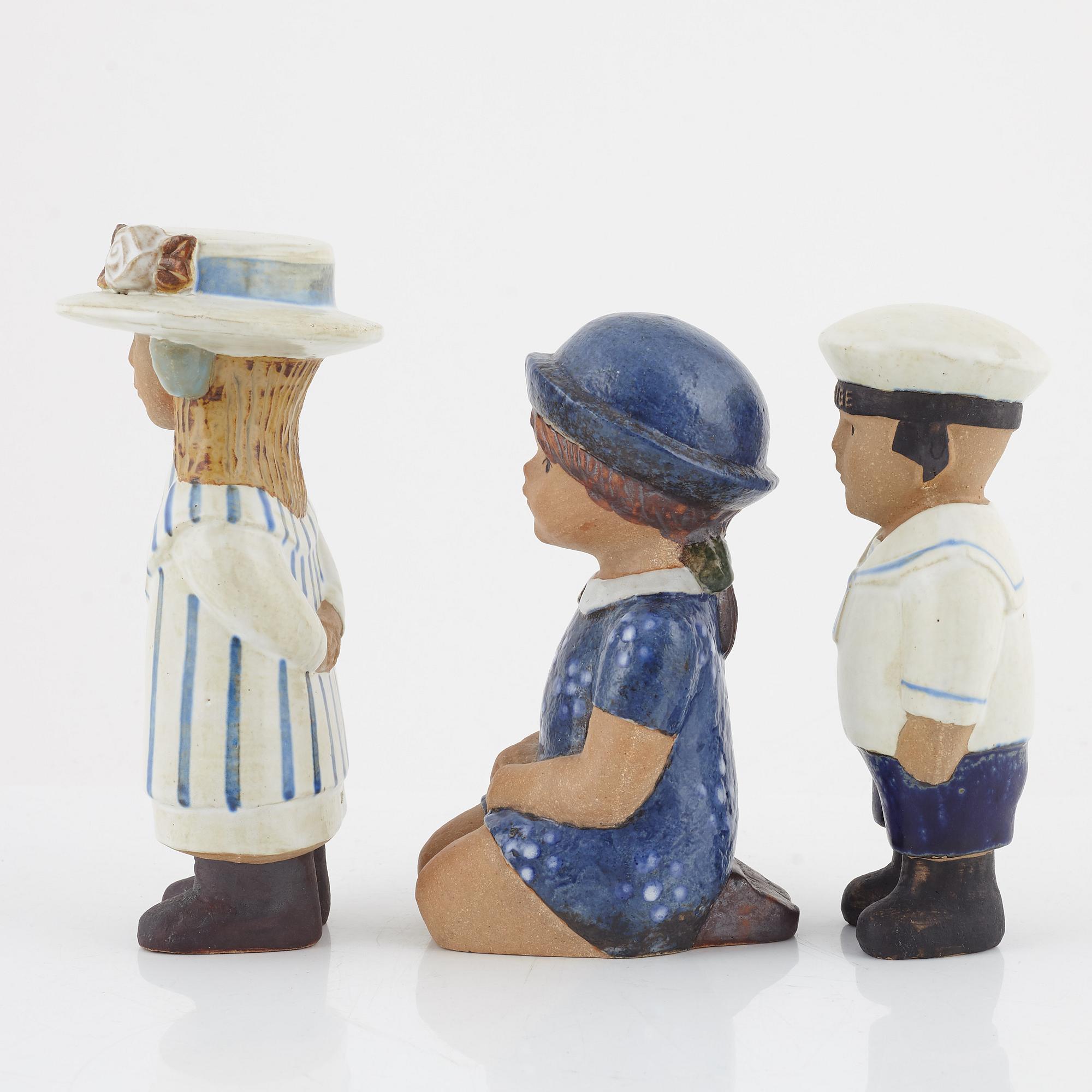 Lisa Larson, figuriner, 9 stycken, Gustavsberg, 1900-talets andra hälft.