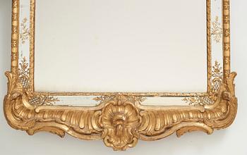 A Swedish Rococo mid 18th century mirror.