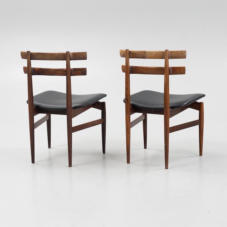 Poul Hundevad, dining set, table and a set of three chairs, Denmark, 1960s.