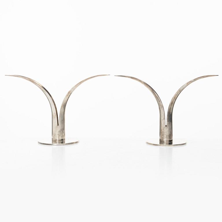 Ivar Ålenius-Björk, Candle holders, a pair, silver-plated, "Liljan", Skultuna.