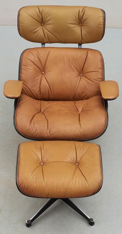 FÅTÖLJ samt FOTPALL, "Lounge chair" George Mulhauser, Plycraft, 1960-tal.