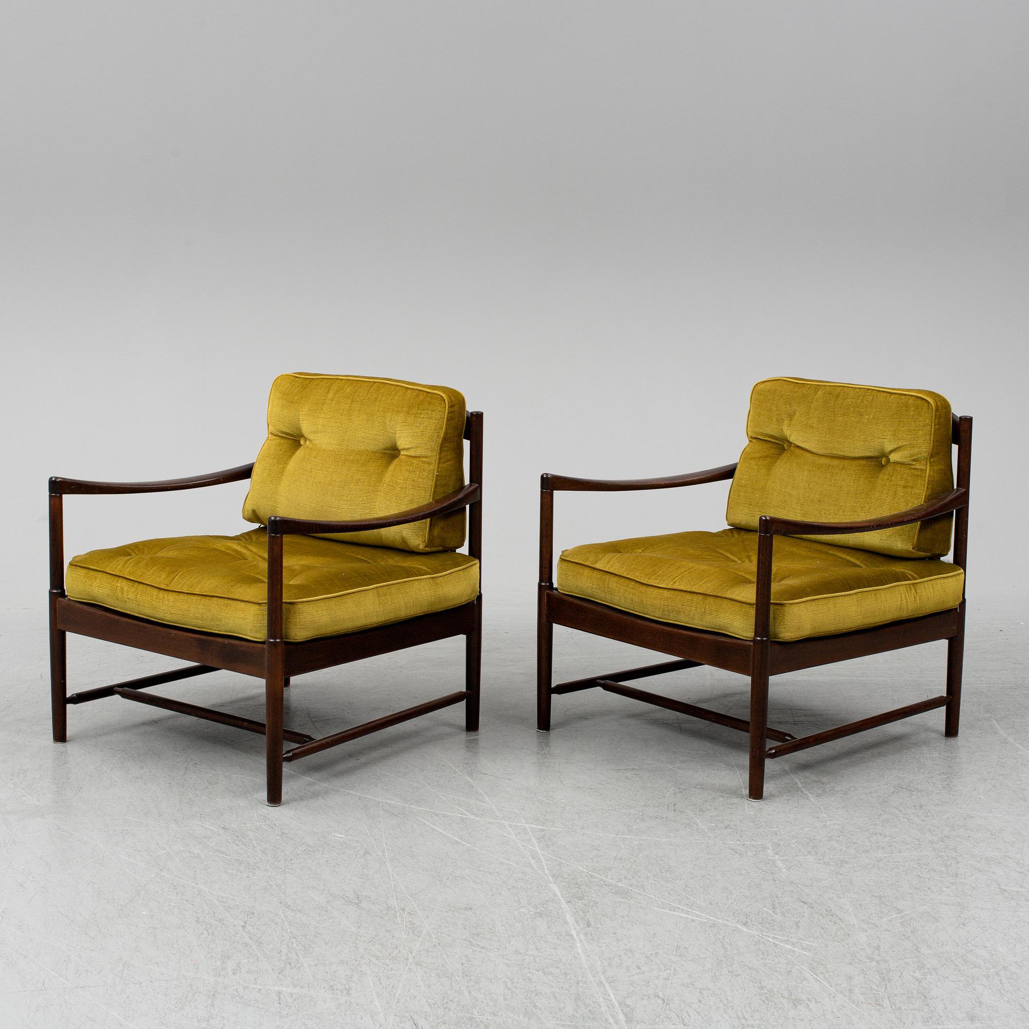 A 1960's pair of 'Bristol' easy chairs by Pethrus Lindlöf.
