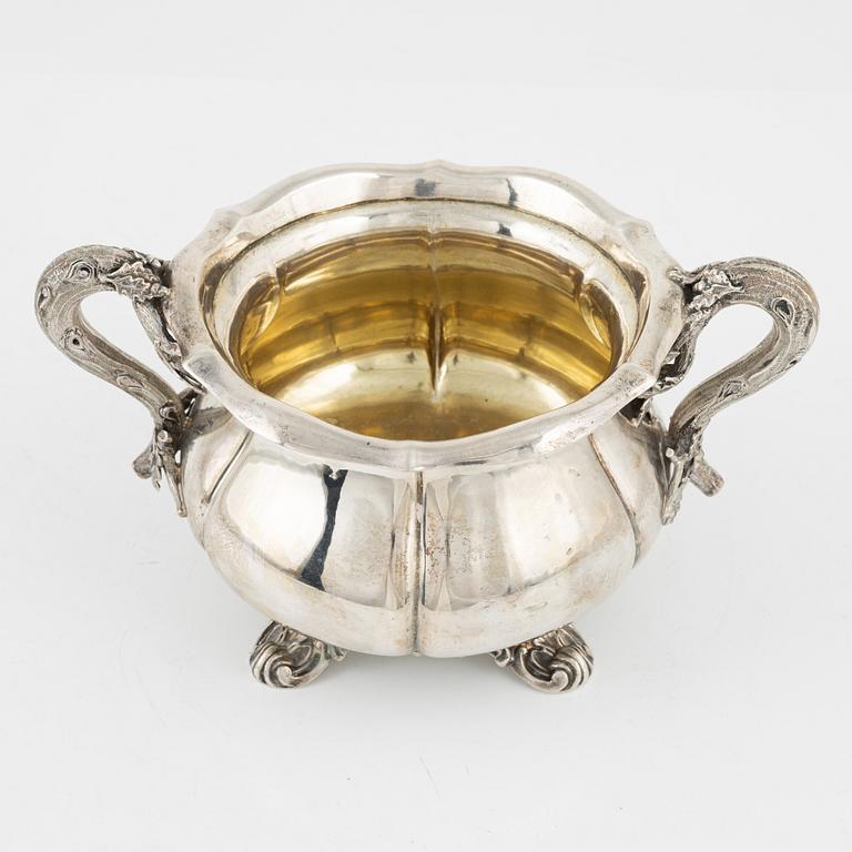 Sockerskål, silver, nyrokoko, Gustaf Möllenborg, Stockholm, 1853.