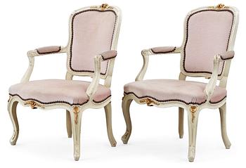 589. A pair of Rococo armchairs, 18th century.