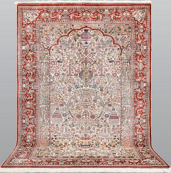 A oriental silk rug, 155 x 93 cm.