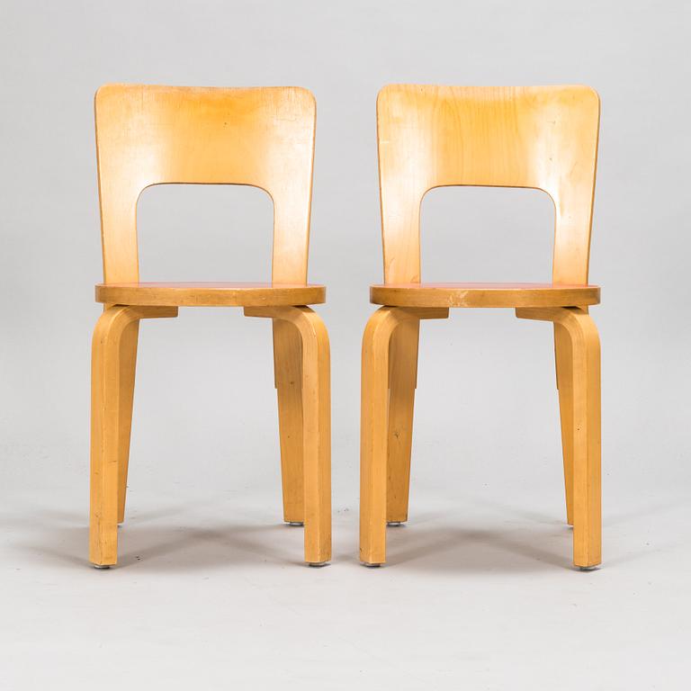 Alvar Aalto, two mid-20th century '66' chairs for Artek.