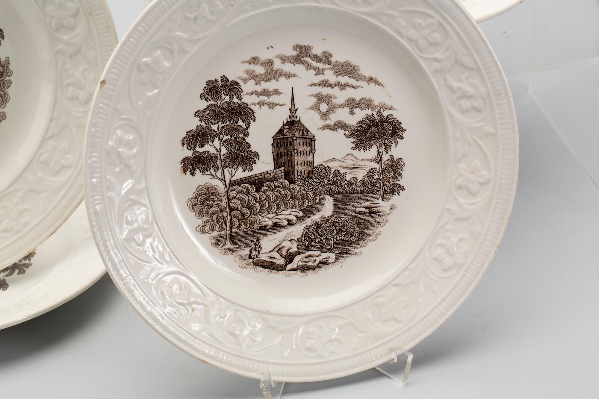 TALLRIKAR, flintgods, 6 st, Rörstrand, 1800-talets andra hälft.