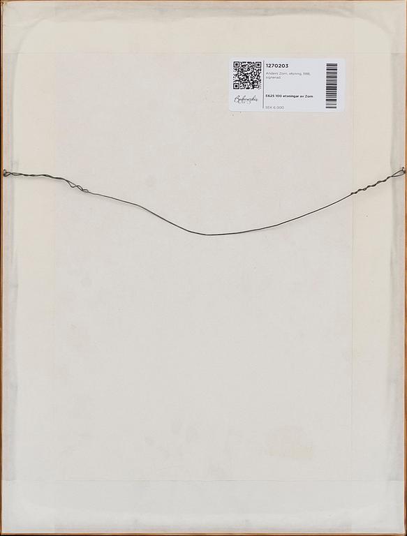 Anders Zorn, a signed etching from 1918.