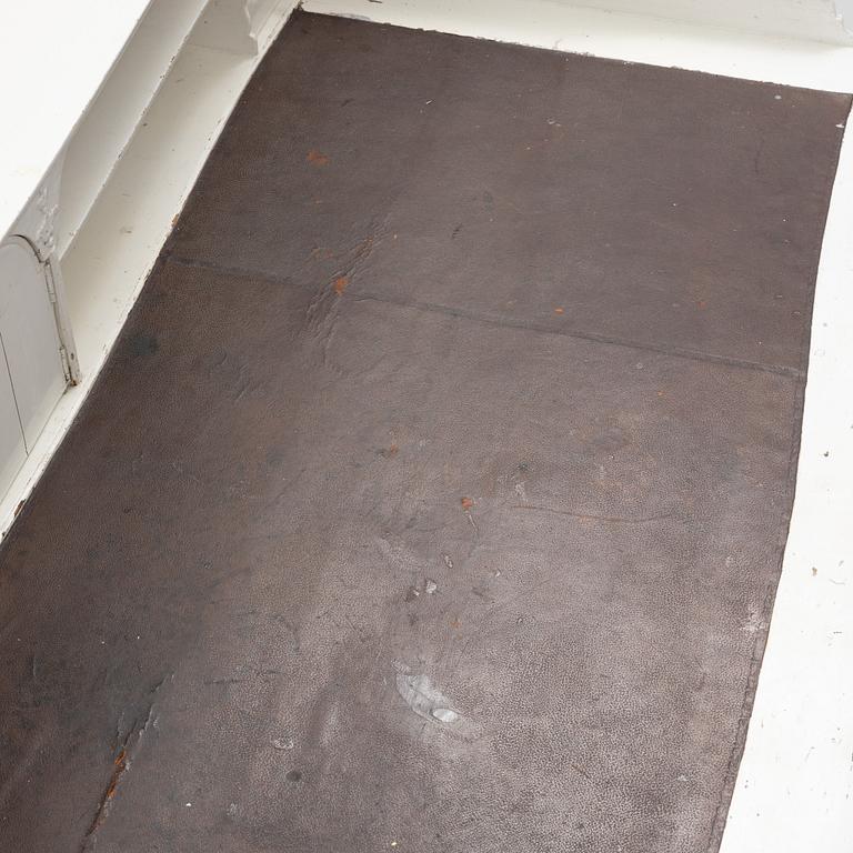 A painted rococo writing desk, mid 18th Century with later parts.