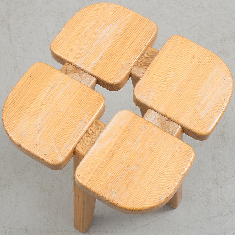 A pine stool probably designed by Lisa Johansson-Pape from Kervo Snickerifabrik, 1970s / 1980s.