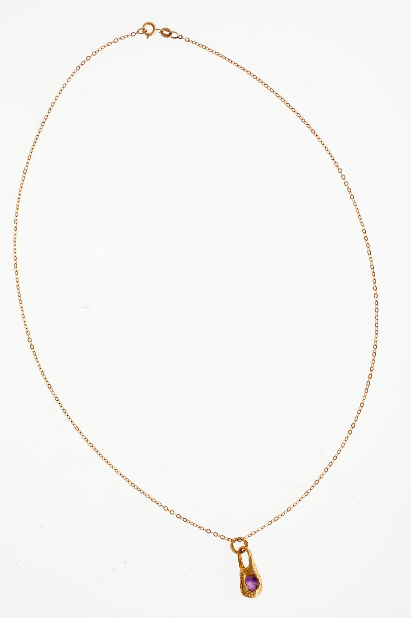 Björn Weckström, HÄNGSMYCKE, 14K guld, ametist, "Reindeer Bell" Lapponia 1977.