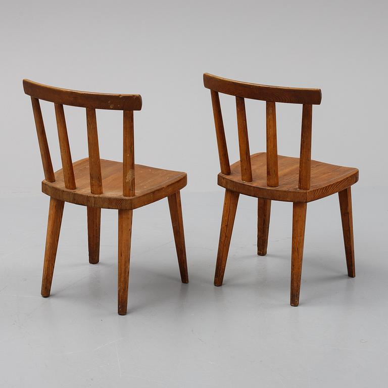 Axel Einar Hjorth, a set of six stained pine "Utö" chairs, Nordiska Kompaniet, Sweden.