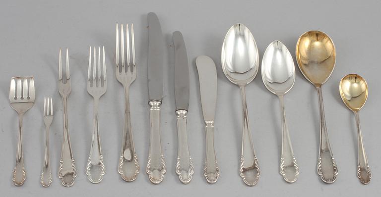 BESTICKUPPSÄTTNING, 85 delar, nysilver, "Haga", 1900-tal.