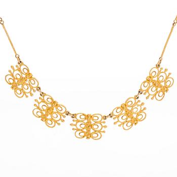 Halsband, collier, 14K guld, finska importstämplar.