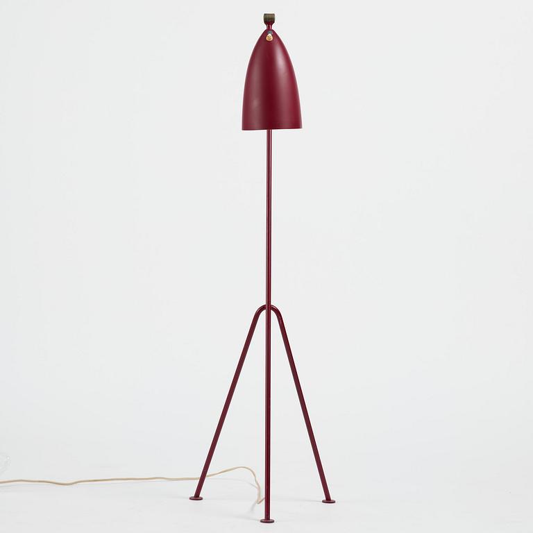 Greta Magnusson Grossman, a burgundy red "Grasshopper" floor lamp model "G-33", Bergboms, Malmö, 1950s.