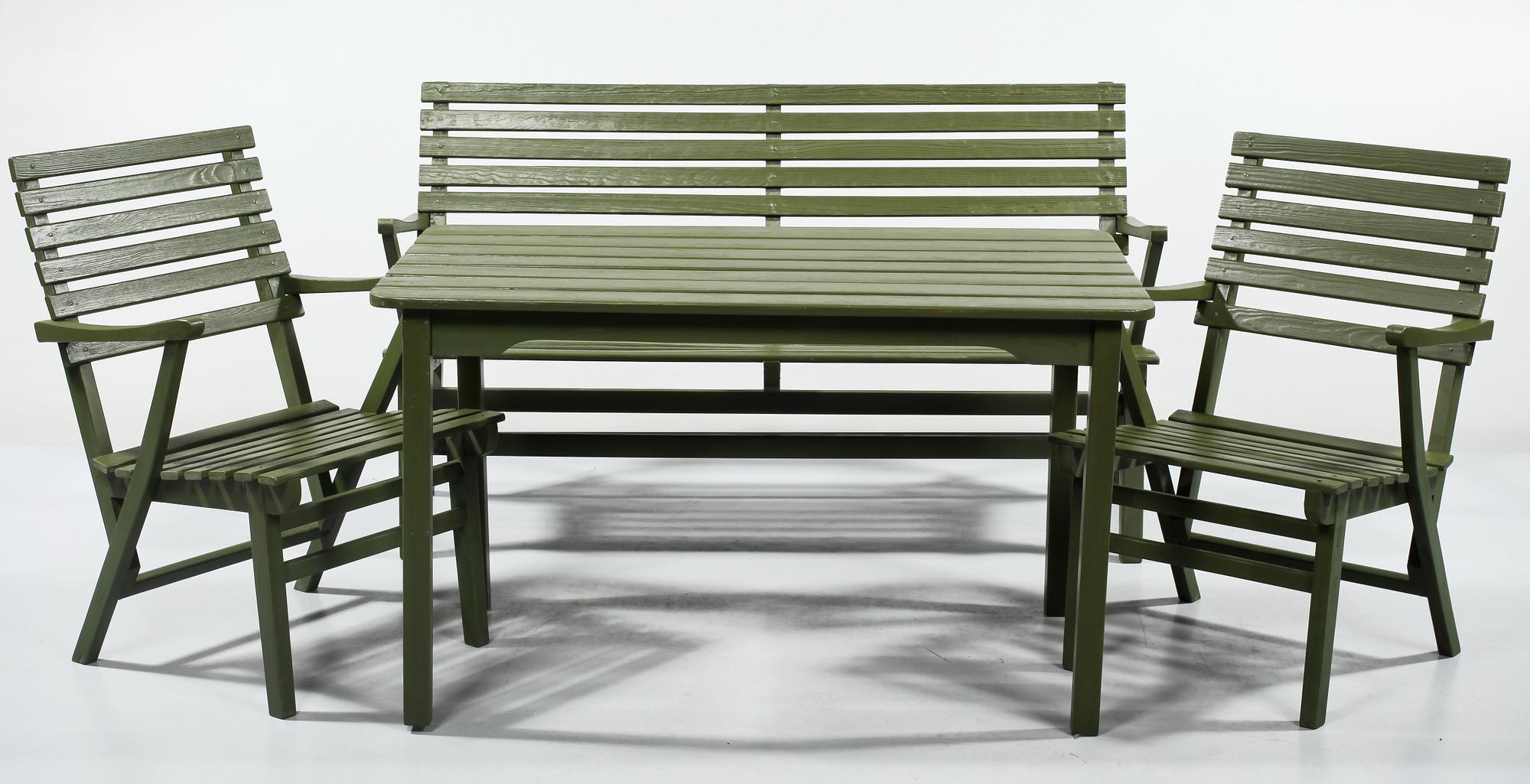 TRÄDGÅRDSMÖBEL, 4 delar, Carl Malmsten för ITA Ingelstaverken AB, 1900-talets andra hälft.