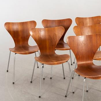 ARNE JACOBSEN, stolar 6 st "Sjuan för Fritz Hansen Danmark sent 1900-tal.