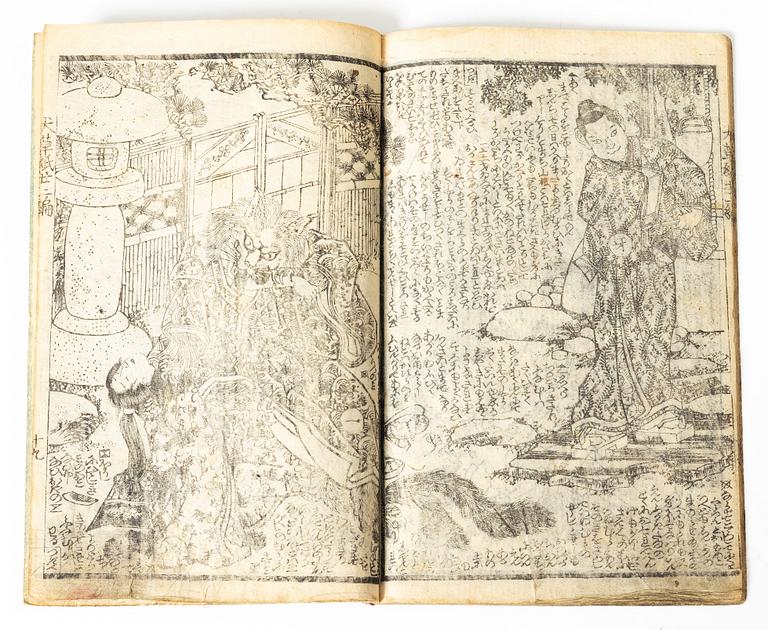 Utagawa Kunisada, album, två stycken, "Monster cat that eats humans", 1852.