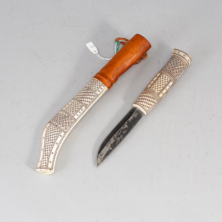 BERTIL ANDERSSON, a sami reindeer horn knife, Jokkmokk, signed.