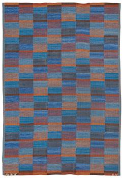 RUG. "Slagrutan". Flat weave. 234 x 158,5 cm. Signed AB MMF MW.