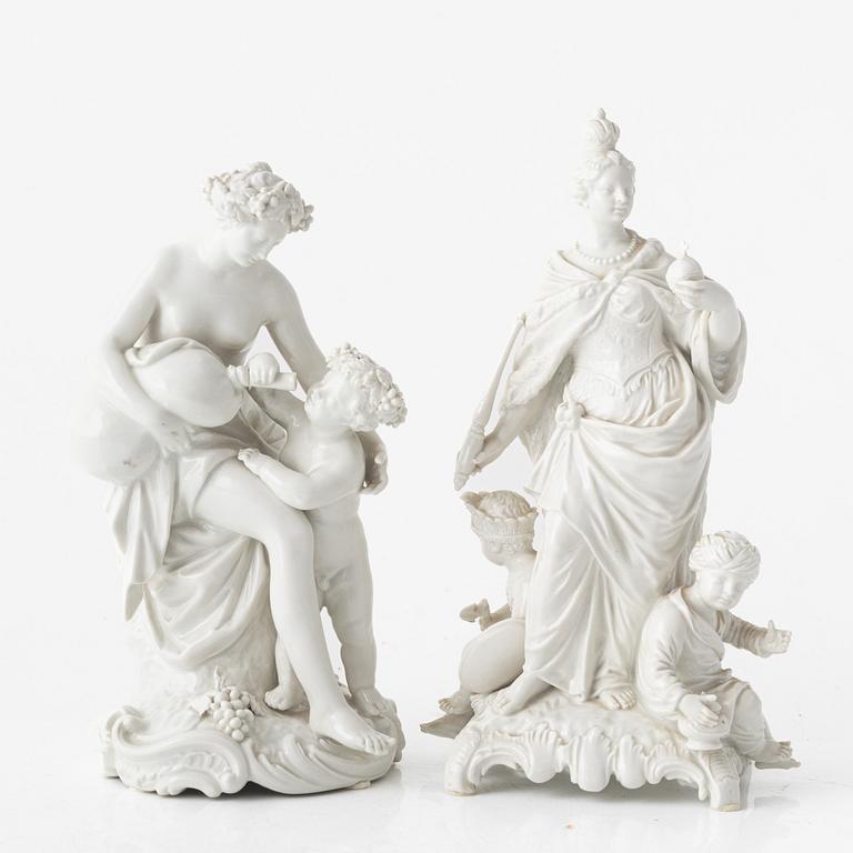 Two porcelain figurines, KMP, Germany, late 19th century.
