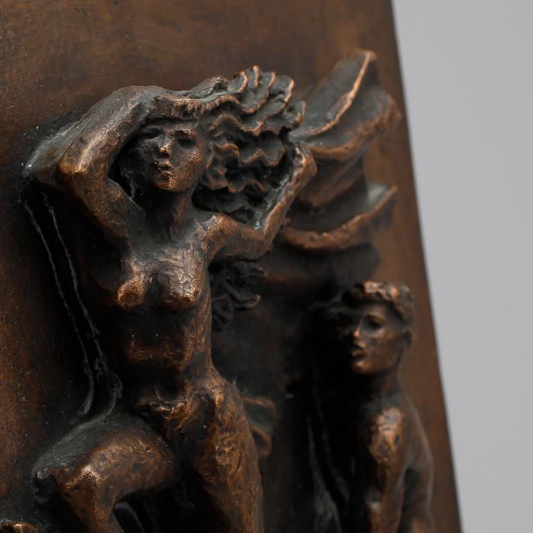 STIG BLOMBERG, plakett, patineradbrons, signerad,