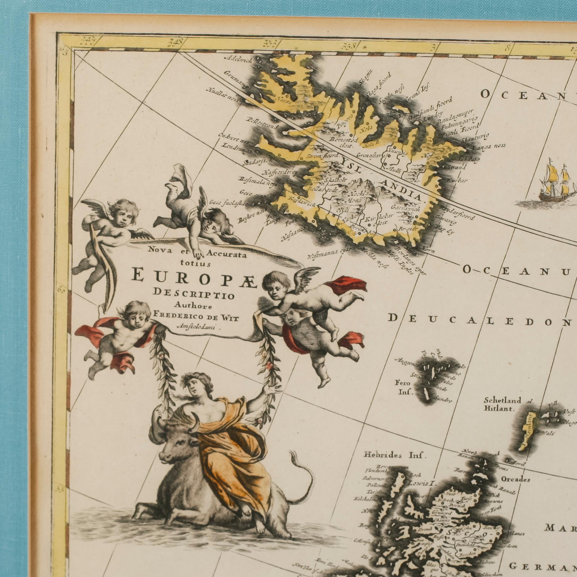 KOPPARSTICK, karta, kolorerad, Frederick de Wit, 1600-/1700-tal.
