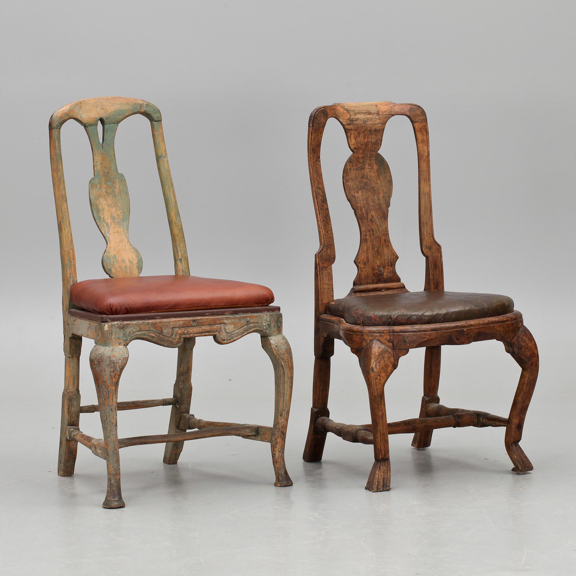 STOLAR, 2 st. Rokoko provinsarbete 1700/1800-tal.