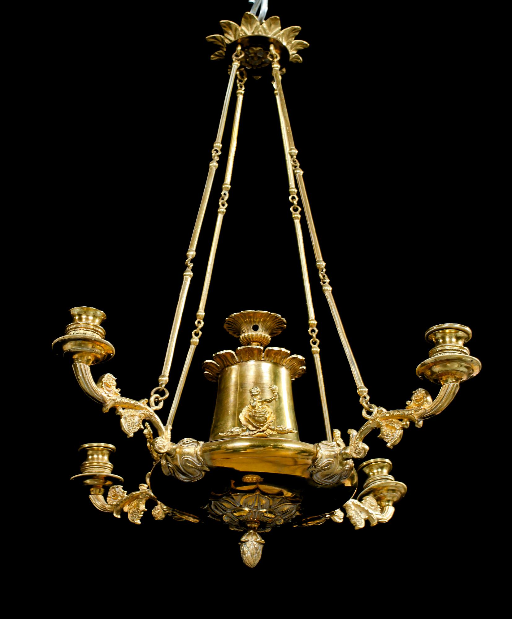 TAKAMPEL, förgylld mässing, senempire  ca 1840. Höjd ca 60 cm.