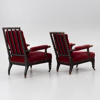 Armchairs, a pair, so-called “Bobbin Chair”, 19th century.