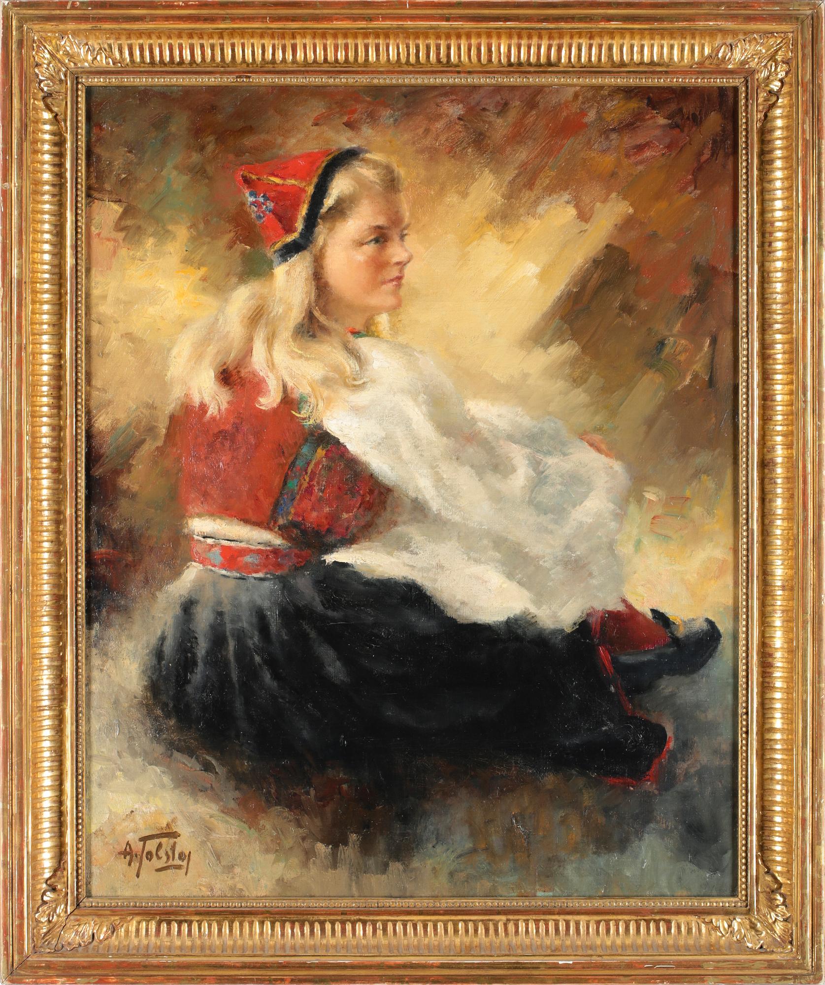 ALEXANDER TOLSTOY, olja på duk. Signerad.