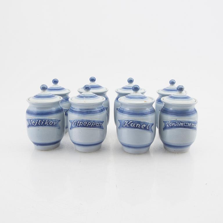 Bengt Böckman, a set of eight spice jars Höganäs.
