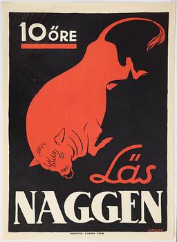 Eigil Schwab, a lithographic poster 'Läs Naggen', Rokotryck, A.-B. Kopia, Stockholm, circa 1920.