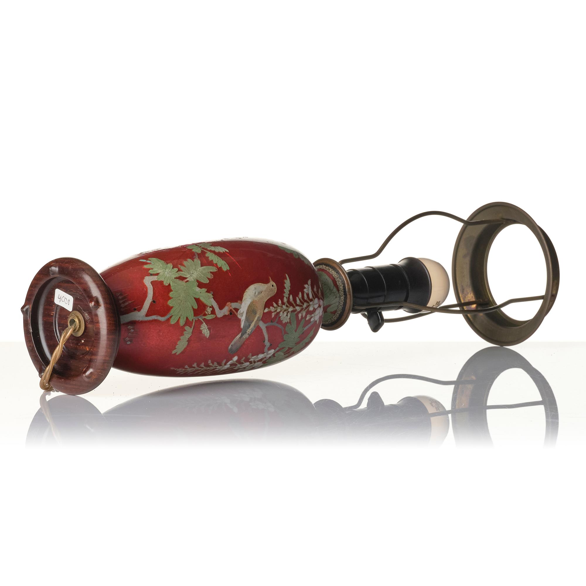 A Japanese enamel vase and lamp, Meiji (1868-1912).